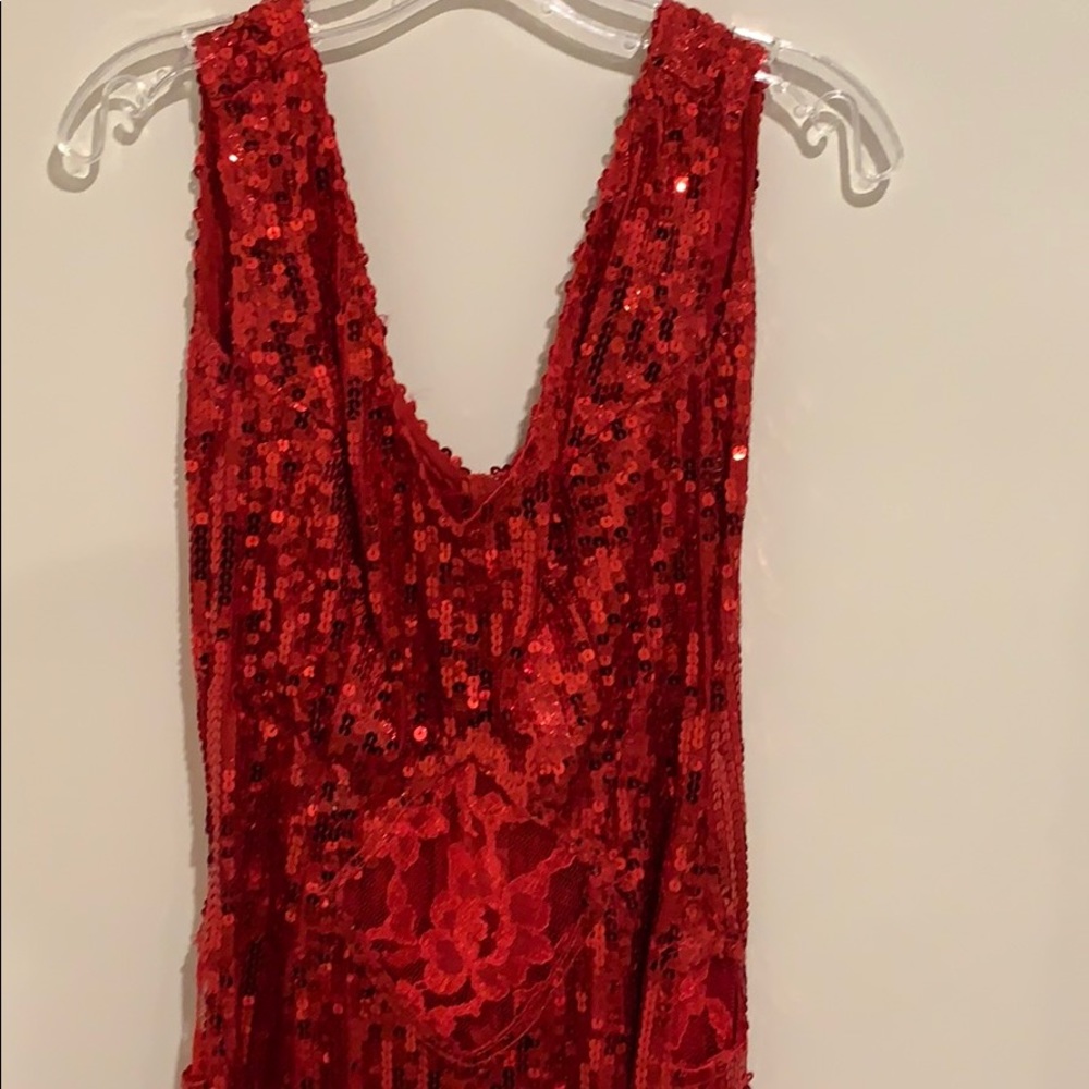 Custom Made, Red Sequence Dress - image 2